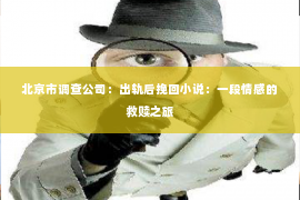 北京市调查公司：出轨后挽回小说：一段情感的救赎之旅