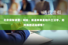 北京侦探调查：标题：偶遇男朋友和小三分手，如何挽回这段感情？