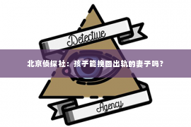 北京侦探社：孩子能挽回出轨的妻子吗？