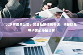 北京市调查公司：宜良私家侦探电话：揭秘隐私守护者的神秘世界