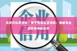 北京市私家侦探：南宁博敏私家侦探：揭秘专业侦探的神秘世界