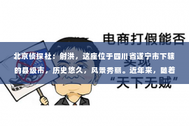 北京侦探社：射洪，这座位于四川省遂宁市下辖的县级市，历史悠久，风景秀丽。近年来，随着社会经济的发展，人们的生活节奏加快，对于私家侦探的需求也逐渐增多。那么，射洪有没有私家侦探公司呢？今天，我们就来聊聊这个话题。