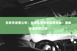 北京市调查公司：乐清私家侦探收费标准：揭秘行业价格之谜