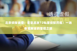 北京侦探调查：密室逃脱12私家侦探药瓶：一场悬疑解谜的冒险之旅