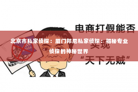 北京市私家侦探：厦门邦尼私家侦探：揭秘专业侦探的神秘世界