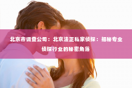 北京市调查公司：北京法正私家侦探：揭秘专业侦探行业的秘密角落