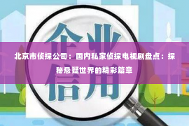 北京市侦探公司：国内私家侦探电视剧盘点：探秘悬疑世界的精彩篇章