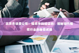 北京市调查公司：催收手段验证码：揭秘现代催收行业的秘密武器