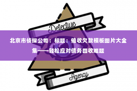 北京市侦探公司：标题：催收欠款模板图片大全集——轻松应对债务回收难题