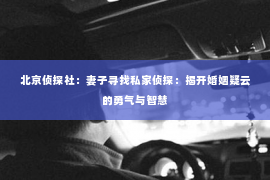 北京侦探社：妻子寻找私家侦探：揭开婚姻疑云的勇气与智慧