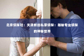 北京侦探社：天津致远私家侦探：揭秘专业侦探的神秘世界
