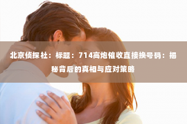 北京侦探社：标题：714高炮催收直接换号码：揭秘背后的真相与应对策略