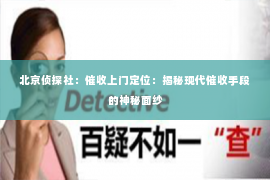 北京侦探社：催收上门定位：揭秘现代催收手段的神秘面纱