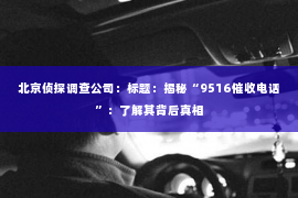 北京侦探调查公司：标题：揭秘“9516催收电话”：了解其背后真相