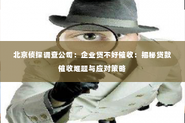 北京侦探调查公司：企业贷不好催收：揭秘贷款催收难题与应对策略