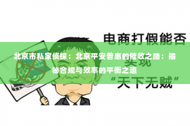 北京市私家侦探：北京平安普惠的催收之路：揭秘合规与效率的平衡之道