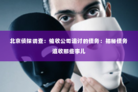 北京侦探调查：催收公司追讨的债务：揭秘债务追收那些事儿