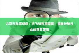 北京市私家侦探：纸飞机私家侦探：揭秘神秘行业的真实面貌