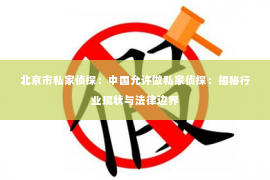 北京市私家侦探：中国允许做私家侦探：揭秘行业现状与法律边界
