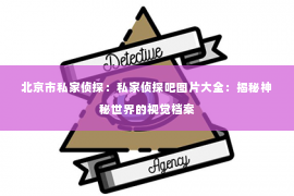 北京市私家侦探：私家侦探吧图片大全：揭秘神秘世界的视觉档案