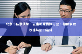 北京市私家侦探：云南私家侦探行业：揭秘求职攻略与热门选择