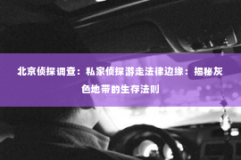 北京侦探调查：私家侦探游走法律边缘：揭秘灰色地带的生存法则