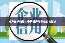 资产保护调查：守护财产与幸福的关键点