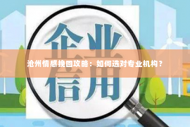 沧州情感挽回攻略：如何选对专业机构？