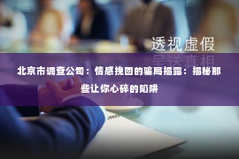 北京市调查公司：情感挽回的骗局揭露：揭秘那些让你心碎的陷阱