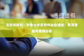 北京侦探社：对象分手后如何主动挽回：有效策略与案例分析