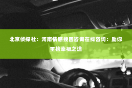 北京侦探社：河南情感挽回咨询在线咨询：助你重拾幸福之道
