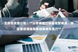 北京市调查公司：**分手挽回三部曲完整视频：深度解析挽回爱情的策略与技巧**