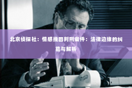 北京侦探社：情感挽回判刑案件：法律边缘的纠葛与解析
