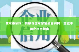 北京市侦探：情感挽回专家情感咨询网：重塑幸福之路的指南