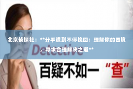 北京侦探社：**分手遭到不停挽回：理解你的困境，寻求合理解决之道**