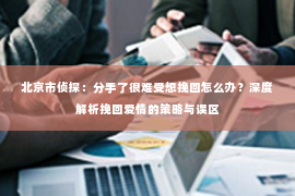 北京市侦探：分手了很难受想挽回怎么办？深度解析挽回爱情的策略与误区