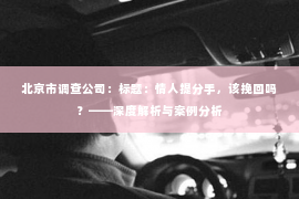 北京市调查公司：标题：情人提分手，该挽回吗？——深度解析与案例分析