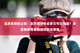 北京市侦探公司：女方提分手后多久可以挽回？深度解析情感挽回时机与策略