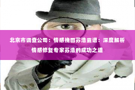 北京市调查公司：情感挽回苏浩靠谱：深度解析情感修复专家苏浩的成功之道