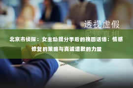 北京市侦探：女主动提分手后的挽回话语：情感修复的策略与真诚道歉的力量