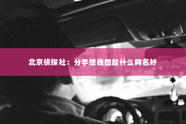 北京侦探社：分手想挽回起什么网名好