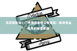 北京侦探社：广州挽回爱情公司排名：探寻专业机构的秘密武器