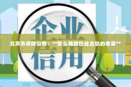 北京市侦探公司：**怎么挽回已经出轨的老婆**