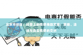 北京市侦探：抖音上的情感挽回文案：策略、法律与真实情感的交织