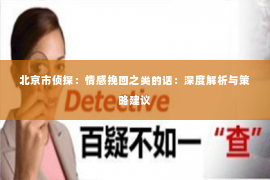 北京市侦探：情感挽回之类的话：深度解析与策略建议
