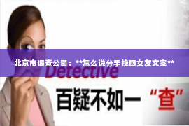 北京市调查公司：**怎么说分手挽回女友文案**