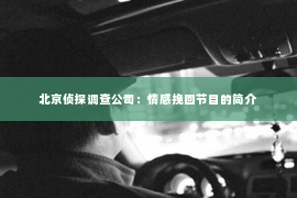 北京侦探调查公司：情感挽回节目的简介